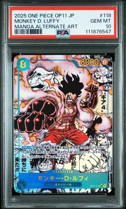 2025 ONE PIECE JAPANESE OP11-A FIST OF DIVINE SPEED #118 MONKEY D. LUFFY PSA 10 - Image 1