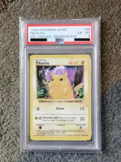 Pokemon Karte/Card - Pikachu Shadowless Yellow Cheeks - PSA 6 - Base Set - 1999 - Image 1