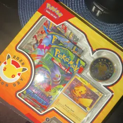 Pokemon Day 2026 TCG Limited Edition Box Pikachu Promo Card & 3 Booster Packs - Image 1