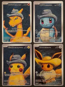 Charizard Eevee Squirtle Pikachu with Grey Felt Hat 085 🔥FAN-MADE🔥Pokemon Card - Image 1