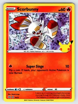 Scorbunny 16/25 2021 McDonald's 25th Anniversary Pokemon Card TCG Promo Holo Nm - Image 1
