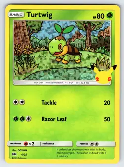 Turtwig 4/25 2021 McDonald's 25th Anniversary Pokemon Card OOYAMA Art Holo - Nm - Image 1