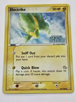 Pokemon TCG Card Crystal Guardians Electrike 52/100 Reverse Holo Stamped MP - Image 1