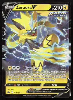ZERAORA V 053/198 HOLO V RARE CHILLING REIGN POKEMON NM/M - Image 1