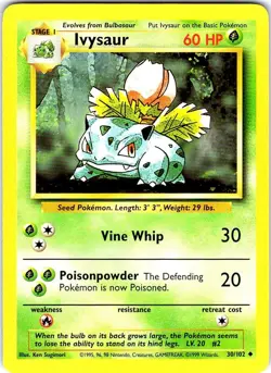 Ivysaur 30/102 Uncommon Base Set Unlimited Pokemon Near Mint - Image 1