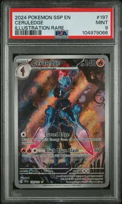 2024 Pokemon SSP Surging Sparks CERULEDGE 197/191 Illustration Rare PSA 9 - Image 1