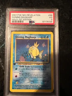 Pokemon Shining Magikarp 66/64 Neo Revelation 1st Edition Vintage Holo PSA 3 - Image 1