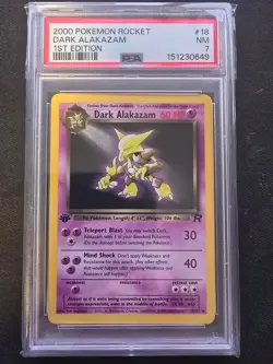 2000 POKEMON ROCKET 1ST EDITION #18 DARK ALAKAZAM PSA 7 - Image 1
