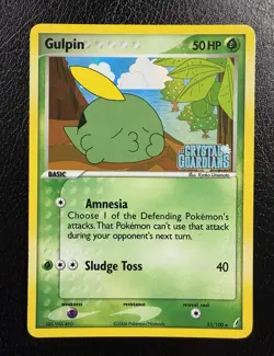 Pokemon Gulpin EX Crystal Guardians 33/100 Reverse Holo Stamped MP - Image 1