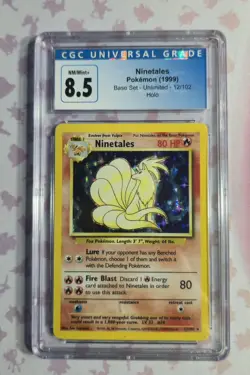 CGC 8.5 Pokemon Ninetales 1999 English Unlimited Base Set Holo 12/102 Mint + NM - Image 1