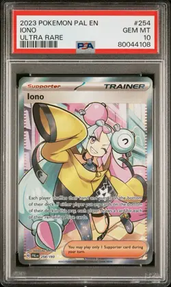 Pokemon Iono 254/193 PSA 10 Gem Mint Paldea Evolved Trainer Full Art FA PAL EN - Image 1