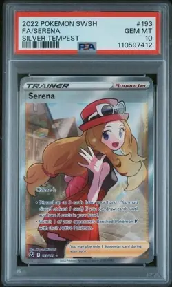 SERENA #193 PSA 10 • 2022 Pokemon SWSH Silver Tempest Full Art Trainer Gem Mint - Image 1