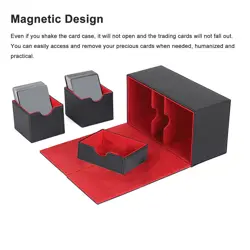 Card Deck Box with 3 Drawers Large Capacity Magnetic Closure PU Leather Game - Image 1