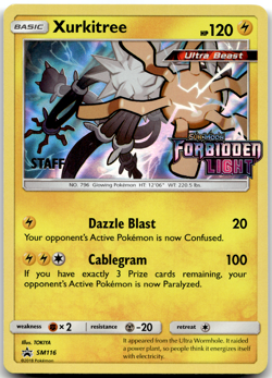 Xurkitree SM116 STAFF Pre Release Promo Forbidden Light Pokemon Card NM - Image 1