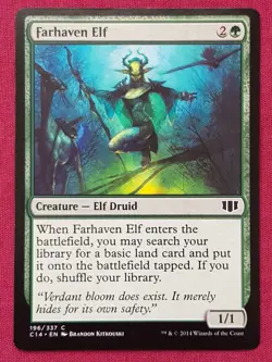Magic The Gathering COMMANDER 2014 C14 FARHAVEN ELF green card MTG - Image 1