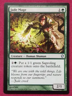 Magic The Gathering COMMANDER 2013 C13 JADE MAGE green card MTG - Image 1