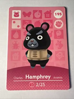 195 Hamphrey Amiibo Card 195 Series 2 Animal Crossing Nintendo Switch NA Region - Image 1