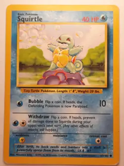 Pokemon TCG Cards Squirtle 63/102 Base Set LP - Image 1