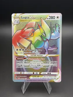 Lugia VSTAR 202/195 Rare Rainbow Silver Tempest Pokemon Card NM - Image 1