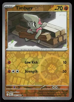 Timburr 047/086 Common Black Bolt Pokemon Reverse Holo Near Mint - Image 1