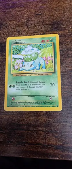 Bulbasaur 44/102 Common Base Set Unlimited Pokemon Lightly Played - Image 1