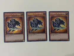 Yugioh Gearfried the Iron Knight x 3 1st Edition Secret Rare Chibi NM Free Holo - Image 1