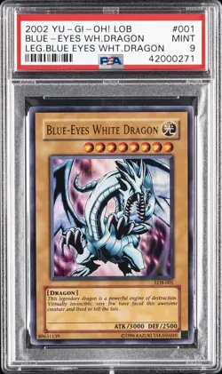 2002 YU-GI-OH! LOB-LEGEND OF BLUE EYES WHITE DRAGON BLUE-EYES WHITE DRAGON PSA 9 - Image 1