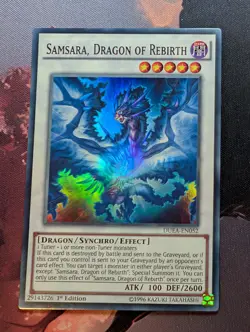 Yugioh Samsara, Dragon of Rebirth DUEA-EN052 Super Rare 1st Edition VLP - Image 1