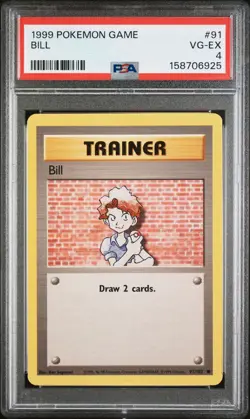 1999 POKEMON BASE SET UNLIMITED #91 BILL PSA 4 - Image 1