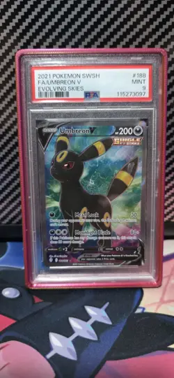 🔥2021 POKEMON SWORD & SHIELD EVOLVING SKIES UMBREON V #188 FULL ART PSA 9 - Image 1