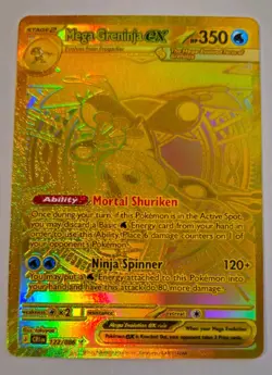 Mega Greninja ex 122/086 Me04: Chaos Rising Holo Pokemon Gold Hyper Rare Single - Image 1