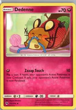 Dedenne 142/214 Uncommon Lost Thunder Pokemon Lightly Played - Image 1