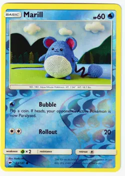 Marill Common SM Burning Shadows 34/147 NM Reverse Holo Pokemon TCG - Image 1