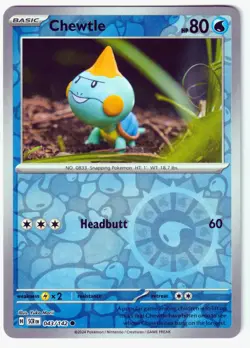 Chewtle Common SV07: Stellar Crown 043/142 LP Pokemon TCG Reverse Holo - Image 1