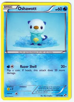 Oshawott (28) Common Black and White 28/114 MP Pokemon TCG - Image 1