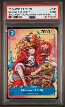 Bandai One Piece CCG Monkey D. Luffy P-043 Promo Stamped PSA 9 English - Image 1