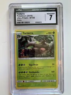 CGC 7 Near Mint Torterra 2018 Pokemon Ultra Prism 9/156 Holo Rare Graded Card - Image 1