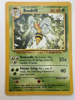 Pokemon TCG -Beedrill - Base Set - 36/102 - Rare Non Holo - LP - Image 2