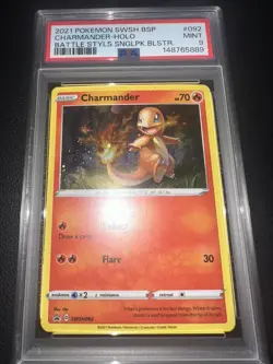 2021 POKEMON SWSH BLACK STAR PROMO #092 CHARMANDER-HOLO PSA 9 - Image 1