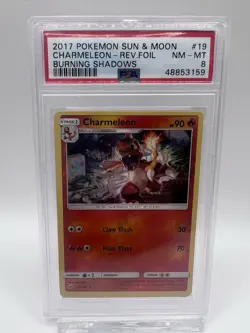 2017 Pokemon Sun & Moon Charmeleon Rev Foil #19 PSA 8 - Image 1