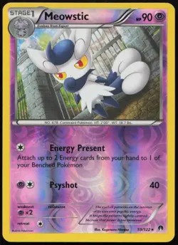 Meowstic 59/122 LP BREAKpoint Rare Reverse Holo Pokemon - Image 1