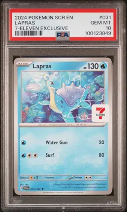 2024 POKEMON SCR EN-STELLAR CROWN 7-ELEVEN EXCLUSIVE #031 LAPRAS PSA 10 - Image 1
