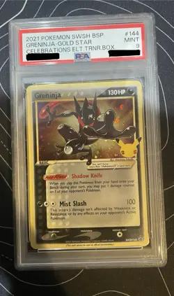 Pokemon Greninja Gold Star 2021 Celebrations Black Star Promo SWSH144 PSA 9 - Image 1