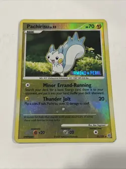 Pokemon TCG Pachirisu 35/130 Diamond and Pearl Reverse Holo Side Micro Crease - Image 1