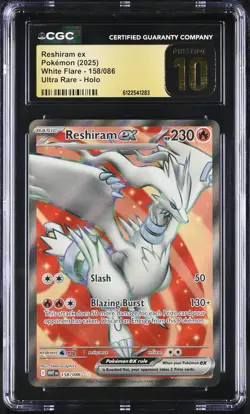 CGC 10 Reshiram EX 158/086 Ultra Rare Holo White Flare Pokemon Pristine - Image 1