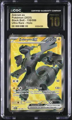 CGC 10 Zekrom EX 158/086 Ultra Rare Holo Black Bolt Pokemon Pristine - Image 1