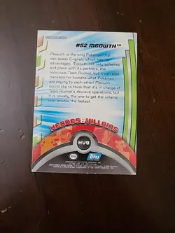 HP! Pokemon Topps Series 3 Meowth #52 HV9 Blue Logo Heroes & Villians - Image 2
