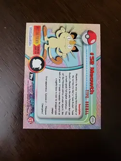 LP! BLACK Label Meowth #52 1999 Topps Pokemon TV Animation Series 1 - Image 2