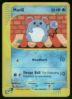 2003 Marill 053/147 Uncommon Reverse Holo LP Aquapolis Pokemon - Image 1
