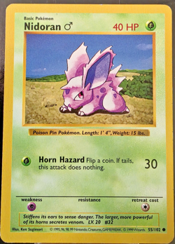 Nidoran 55/102 Shadowless Base Set LP Pokemon TCG - Image 1